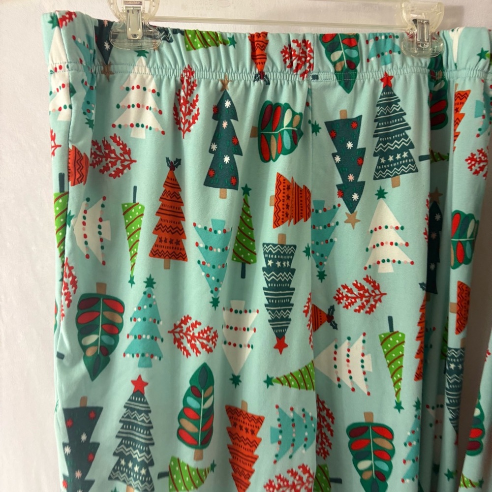 Men's Holiday Tree Print Pajama Set - Light Aqua - Picture 4 of 6